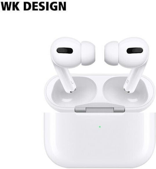 WK V02 In ear Bluetooth хендсфри Слушалки с Кутийка за Зареждане Бял
