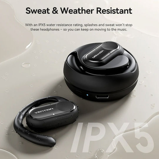 Vention OpenBeat O11 Open Ear Bluetooth Handsfree Ακουστικά με Αντοχή στον Ιδρώτα και Θήκη Φόρτισης Μαύρα