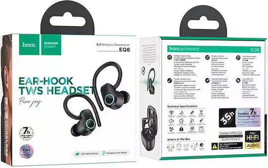 Hoco EQ8 In-ear Bluetooth Handsfree Ακουστικά με Θήκη Φόρτισης Μαύρα