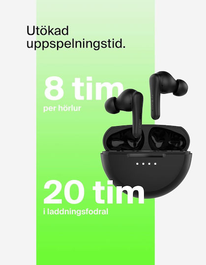Belkin SoundForm Rhythm In-ear Bluetooth Handsfree Ακουστικά με Αντοχή στον Ιδρώτα και Θήκη Φόρτισης Μαύρα