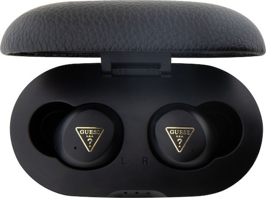 Guess PU Grained ENC In-ear Bluetooth Handsfree Earphones with Charging Case Black