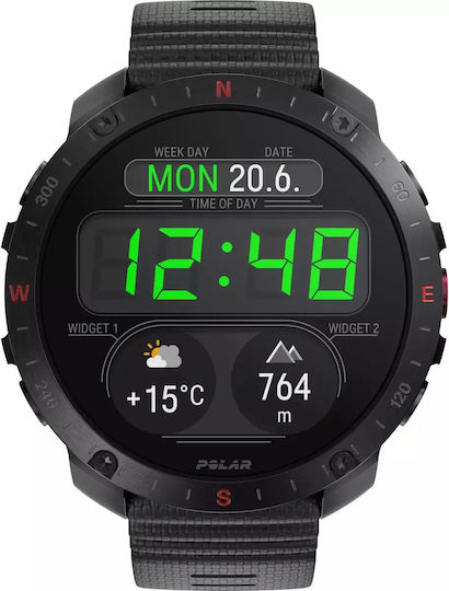 Polar Grit X2 Pro + Heart Rate Belt Stainless Steel 49mm Waterproof Smartwatch with Heart Rate Monitor (S/L Black Silicone Strap)