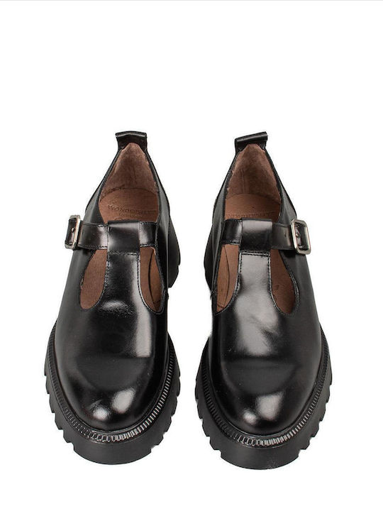 Leather Women's Loafers in Black Color