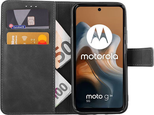 Lime Essential Magnet Book Δερματίνης Γκρι (Moto G35)