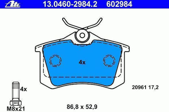 Ate Plăcuță de frână Spate pentru Nissan Micra Peugeot 405 Renault Megane / Twingo Seat Cordoba