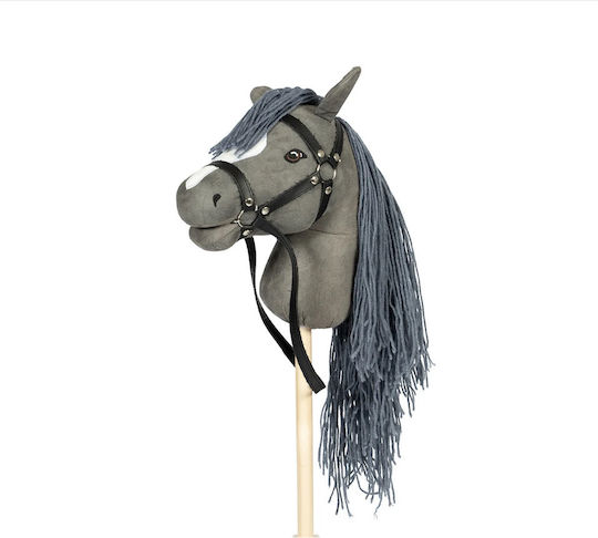 Hobbyhorse Άλογο Κοντάρι Deluxe Γκρι Χαλινάρια & Αποσπώμενη Ουρά 108εκ.