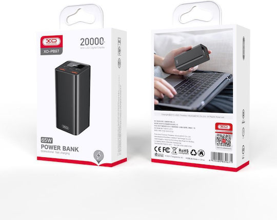 XO PB97 Power Bank 20000mAh 65W Μαύρο