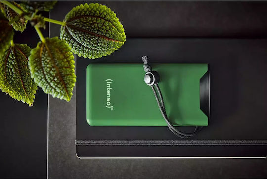 Intenso F10000 Power Bank 10000mAh 20W с USB-A порт и USB-C порт Бързо зареждане 3.0 Зелен