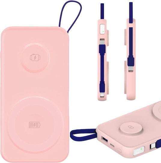 3MK PastelUp MagSafe Power Bank 10000mAh 22.5W с USB-A порт и USB-C порт Розов