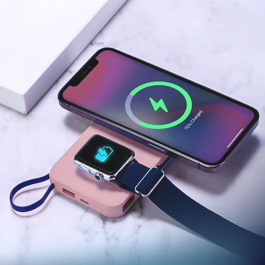 3MK PastelUp MagSafe Power Bank 10000mAh 22.5W с USB-A порт и USB-C порт Розов
