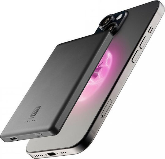 Cellular Line MAG Lite MagSafe Power Bank 5000mAh 7.5W με Θύρα USB-C Power Delivery Γκρι