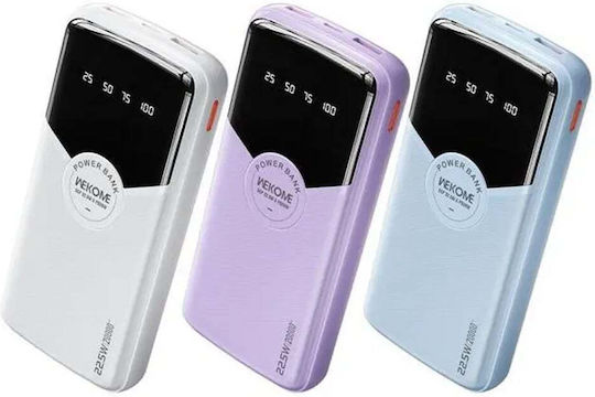 WK WP-43 Power Bank 10000mAh 22.5W with 2 USB-A Ports and USB-C Port Power Delivery Purple