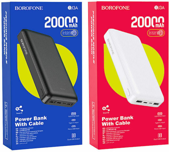 Borofone BT28 Power Bank 10000mAh 10W με 2 Θύρες USB-A Μαύρο