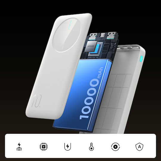 Joyroom JR-PBF12 Power Bank 10000mAh 12W με 2 Θύρες USB-A και Θύρα USB-C Λευκό