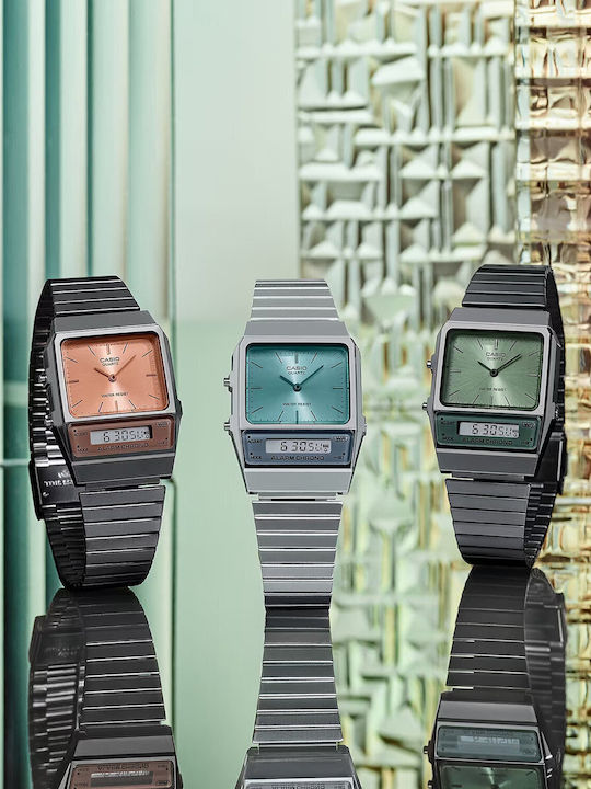 Casio Ψηφιακό Ανδρικό Ρολόι 32mm Μπαταρίας με Μαύρο Μεταλλικό Μπρασελέ