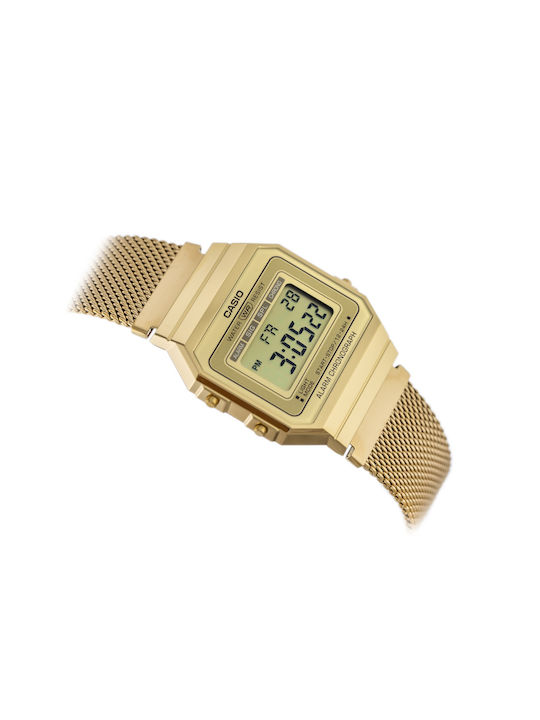 Casio Vintage Digital Herrenuhr 33mm Batterie mit Gold Metallarmband