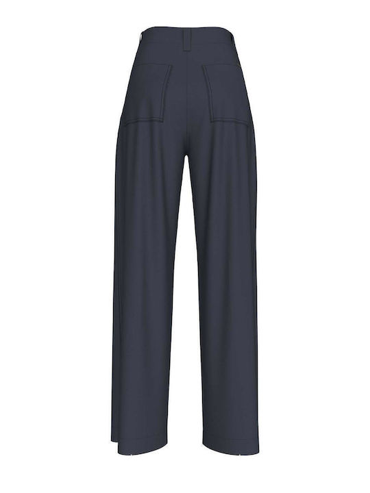 Milano Dama Tesatura Pantaloni cu Croială Dreaptă Albastru