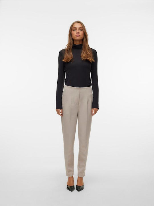 Dama Talie înaltă Tesatura Pantaloni cu Croială Tapered Silver Cloud