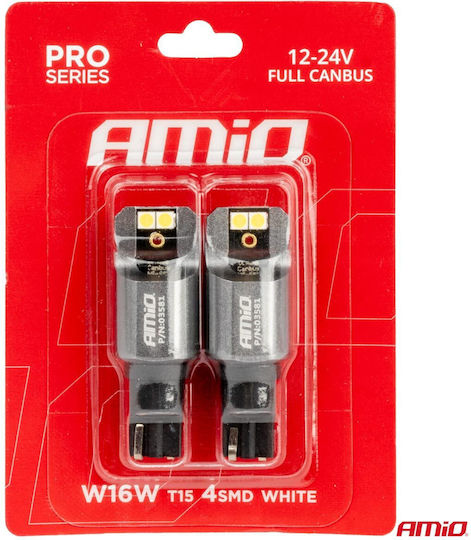 AMiO Lamps Car T15 / W16W Canbus LED 6000K Cold White 12-24V 2pcs