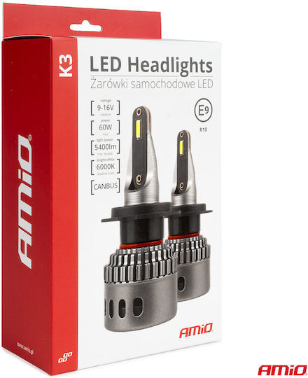 AMiO Lamps Car HB4-9006 Canbus LED 6000K Cold White 12V 60W 2pcs