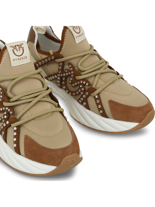 Ariel Chunky Sneakers Beige Satin Tan