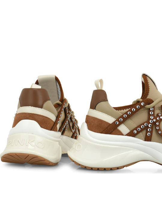 Ariel Chunky Sneakers Beige Satin Tan