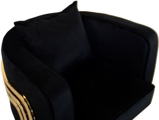 Roblu Πολυθρόνα Βελούδινη Μαύρη Απόχρωση 72x77.4x70cm