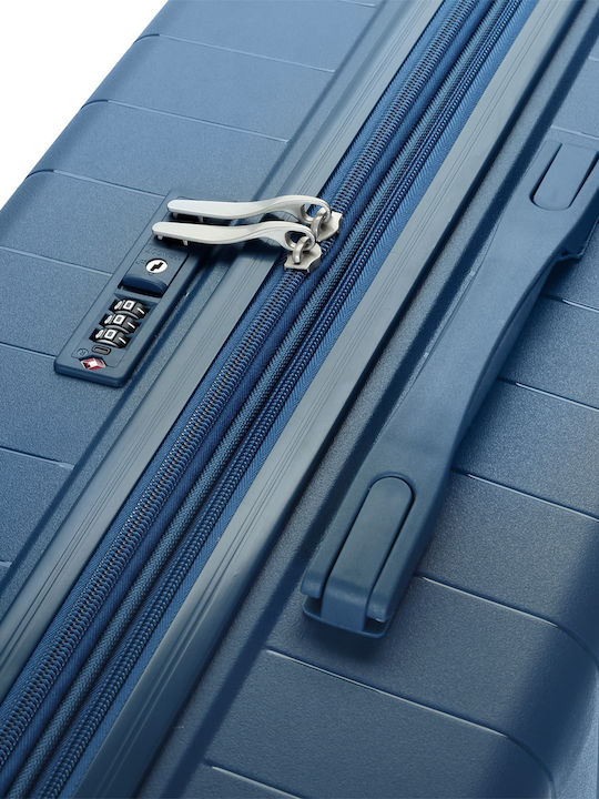 Verage Medium Hard Blue Travel Suitcase with 4 Wheels Height 65cm