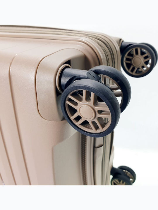 Verage Medium Hard Travel Suitcase Champagne with 4 Wheels Height 65cm