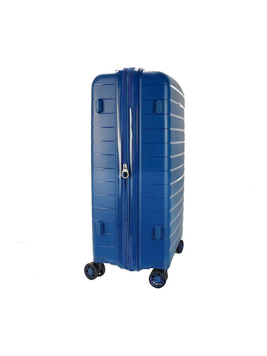 Verage Medium Hard Blue Travel Suitcase with 4 Wheels Height 65cm