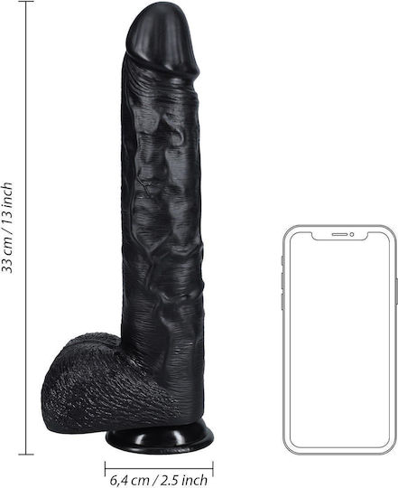 Shots Ρεαλιστικό Dildo με Όρχεις και Βεντούζα Μαύρο 33cm