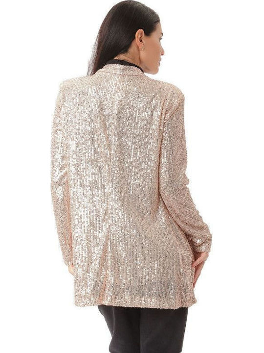 Silia D Women's Blazer Beige with Sequins