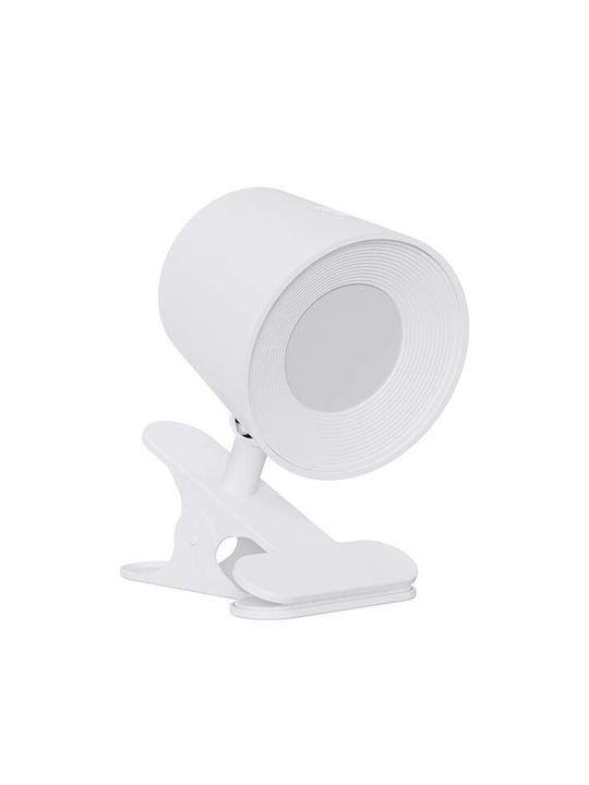 Lightex Презареждаема LED Настолна Лампа За Бюро С Щипка В Бял Цвят