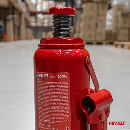AMiO Hydraulic Bottle Jack with Lifting Capacity up to 22cm and Weight Capacity up to 16 Tons