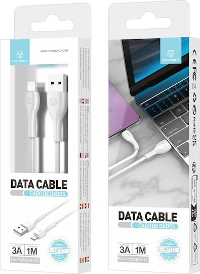 Techancy USB-A to Lightning Cable Λευκό 1m