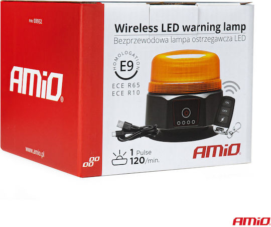 AMiO Car Beacon LED 12 / 24V 12.3cm with Orange Lighting