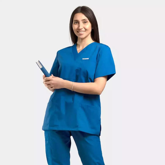 Dr. Scrub Unisex Blue Medical Blouse Cotton and Polyester