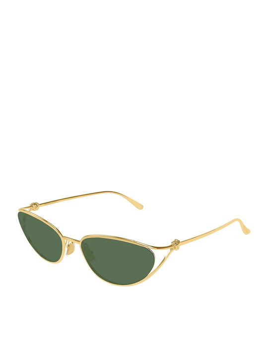Bottega Veneta Unisex Sonnenbrille mit Gold Metall Gestell und Grün Linse BV1330S 004