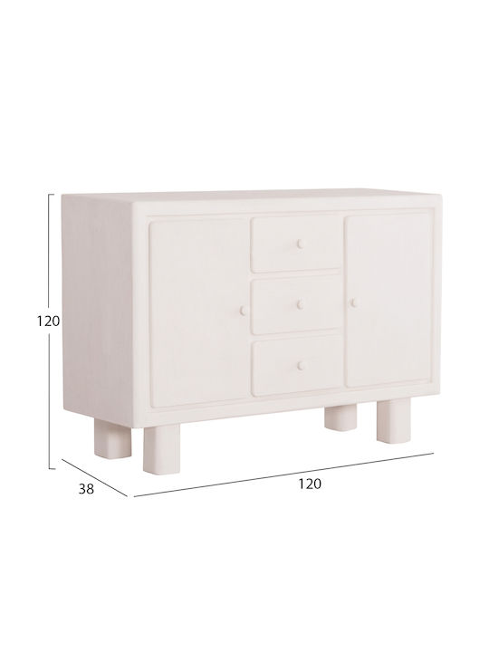 Μπουφές Ξύλινος με Συρτάρια Υπολευκό 120x38x80cm