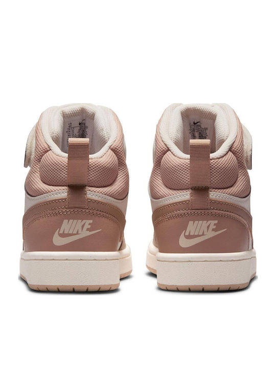 Court Borough Kids Sneakers High with Hoop & Loop Closure Brown