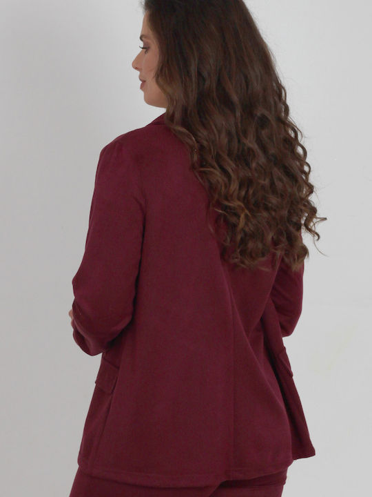 Boutique Women's Leather Blazer Burgundy