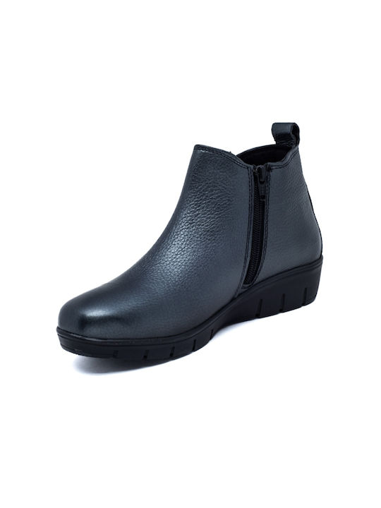 Leder Stiefeletten Damen Silber