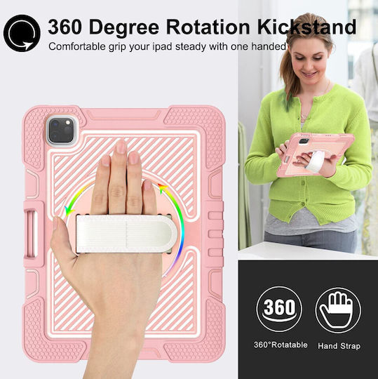 Techsuit Задна Корица Въртящ Се Издръжлива Розова (iPad Air 2020/2022 / iPad Pro 2018 11" / iPad Pro 2020 11" / iPad Pro 2021 11" / iPad Pro 2022 11'')