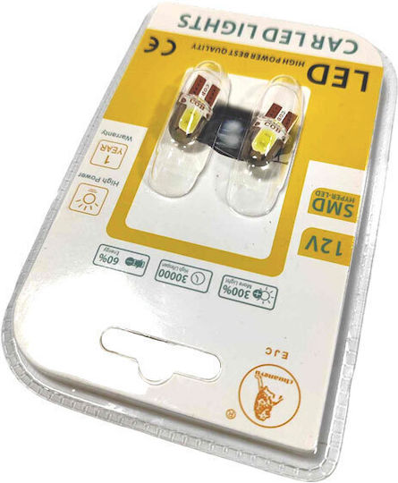 Lămpi Auto Ejc T10-cob Led 12-24v 2buc Lumină Rece Led