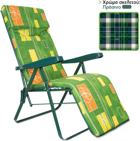 Escape Lounger-Armchair Beach with Recline 6 Slots Green 59x42x105cm