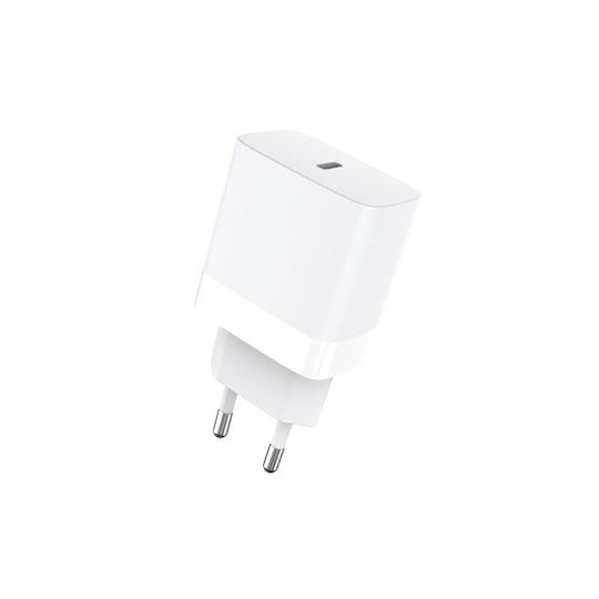 iNOS Handyladegerät mit USB-C Ausgangsanschluss und Kabel USB-C - Lightning 20W Stromlieferung / Schnellaufladung 3.0 Weiß