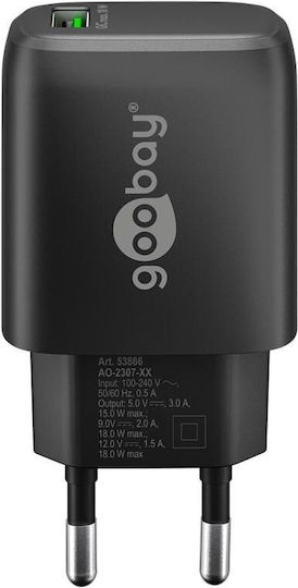 Goobay Φορτιστής Χωρίς Καλώδιο με Θύρα USB-A 18W Quick Charge 3.0 Μαύρος (61671)