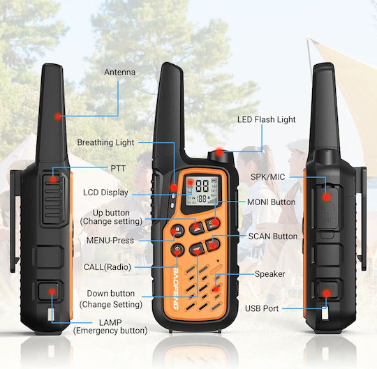 Baofeng Bf-t25e Wireless Transceiver PMR 0.5W with Monochrome Screen In Orange Color