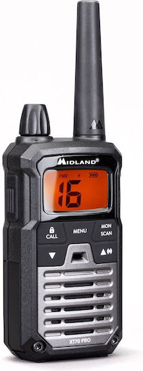 Midland XT70 Pro Funkgerät PMR 0.5W mit Monochromdisplay Set 2Stück
