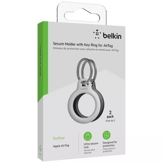 Belkin Key Ring Keychain Cazul Keychain Silicon pentru AirTag în culoarea Negru